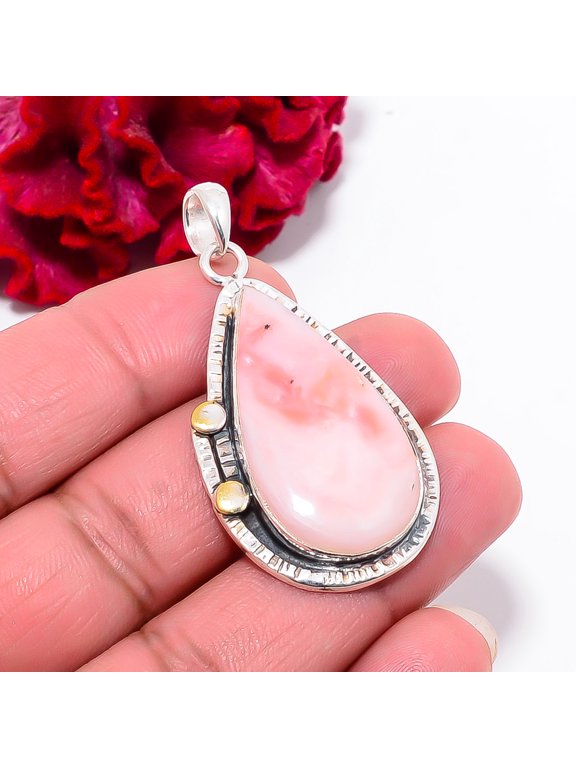 Pink Opal - Peru Gemstone 925 Sterling Silver Pendant 2.03" P101726, Christmas Gift