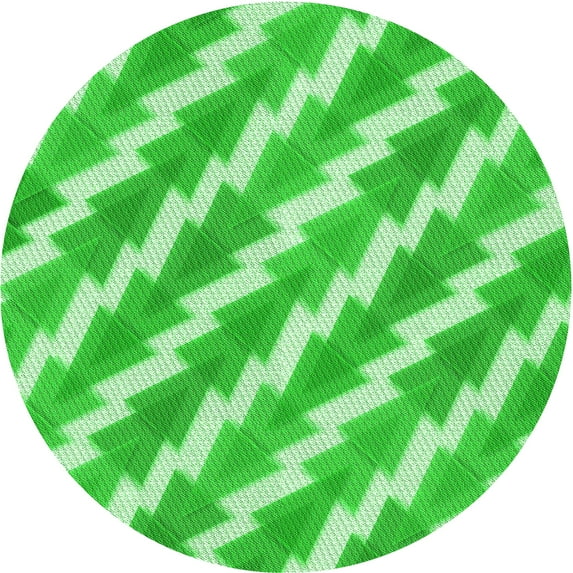Ahgly Company Machine Washable Indoor Round Transitional Neon Green Area Rugs, 6' Round