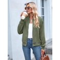 thumbnail image 4 of Womens Jacket Coat Casual Stand Collar Zip Up Fall Fashion Jackets Outfits with Pockets  Green M, 4 of 8