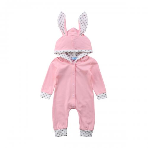 patchwork rabbit ears hooded jumpsuit