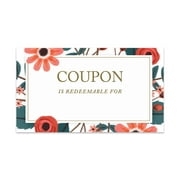 Koyal Wholesale Abstract Coral Flowers Blank Coupon Is Redeemable For Voucher Cards, Loyalty Certificate Coupons, 100-Pk
