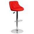 thumbnail image 1 of Contemporary Red Vinyl Bucket Seat Adjustable Height Barstool with Diamond Pattern Back and Chrome Base, 1 of 9