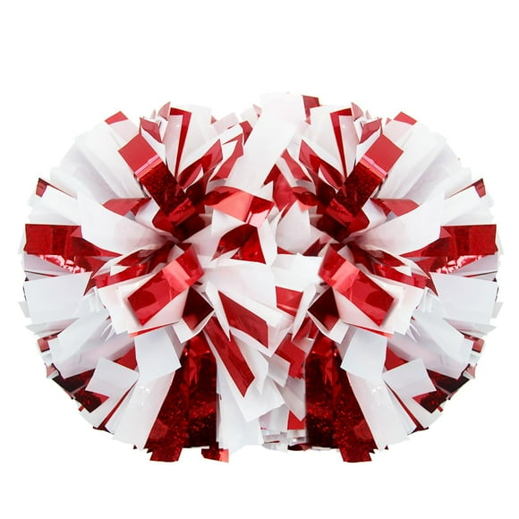 Pompones de porristas Lovecheer, holográficos rojos y blancos