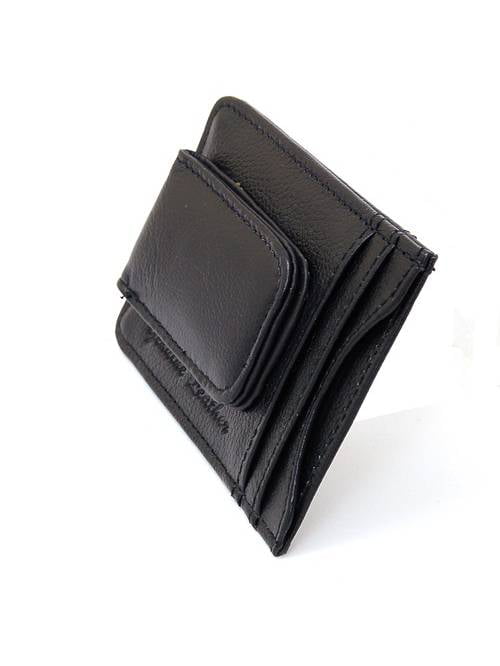 Black Real Leather Men/'s Small Id Credit Card Wallet Holder Slim Pocket Case