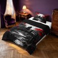 thumbnail image 2 of Homewish Japanese Samurai Twin Comforter Sets for Boys, Retro Ukiyoe Bedding Set, Black Gray Red, Black Reversible 2pcs, 1 Comforter and 1 Pillowcase, 2 of 6