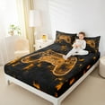 thumbnail image 4 of jejeloiu Console Gaming Gamer Twin Sheet Sets,Modern Video Game Twin Fitted Sheet,Orange Neon Gamepad Flat Sheet For Boys,Breathable Home Decor,3-Piece, 4 of 7