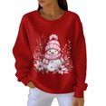 thumbnail image 2 of Women's Loose Comfortable Casual and Fashionable Round Neck Christmas Pattern Long Sleeve Sweatshirt, Ideal for Holiday Season and Everyday Comfort,Red,M, 2 of 4