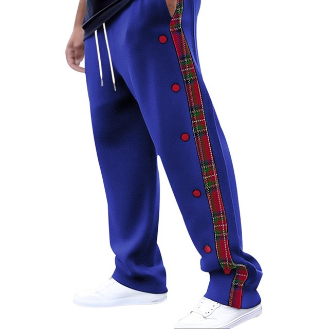 XDZJLR Casual Pants for Men Ribbed Quilted Plaid Cr Oss Border Straight Outdoor Trousers