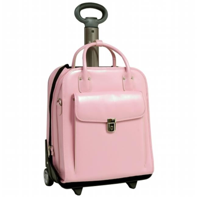 pink leather suitcase