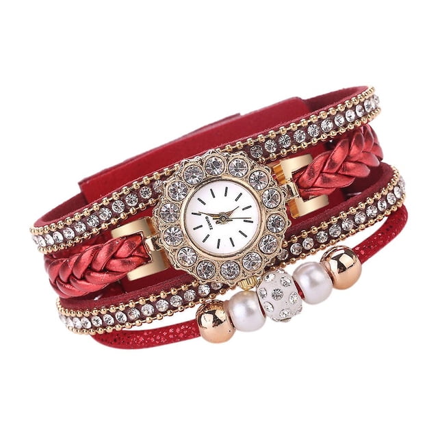 Reloj HUOGUO Weave Wrap Quartz Wrap, pulsera vintage para mujer