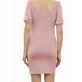 thumbnail image 3 of Lovito Plain Frill Square Neck Puff Sleeve Dress, 3 of 5