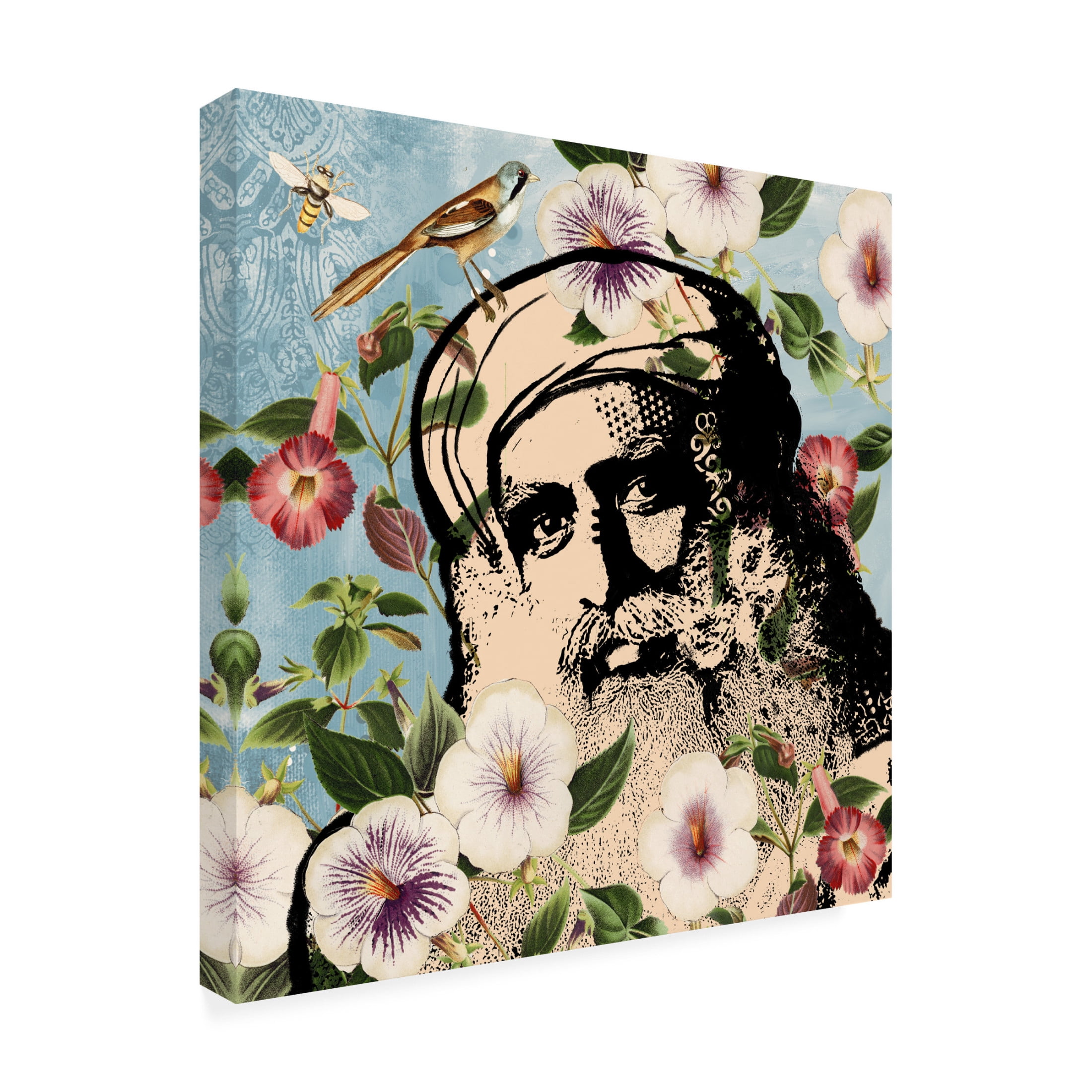 Canvas Wall Art - Dean Russo 'Wallpaper Sadhguru' Wall Art for Living Room, Bedroom, or Office Décor by Trademark Fine Art - 14 x 14 Inches