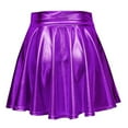 thumbnail image 3 of MRULIC skirts for women Women's Casual Fashion Shiny Metallic Flared Pleated A-Line Mini Skirt Purple + M, 3 of 8