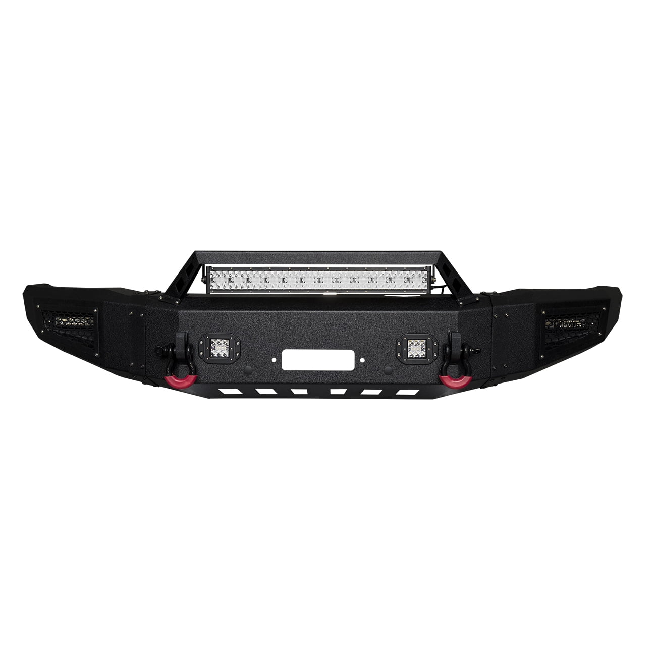 Vijay Compatible with 2015-2016-2018-2017-2019 Chevy Silverado 2500/3500 Front Bumper Textured Black Steel with Light and D-ring