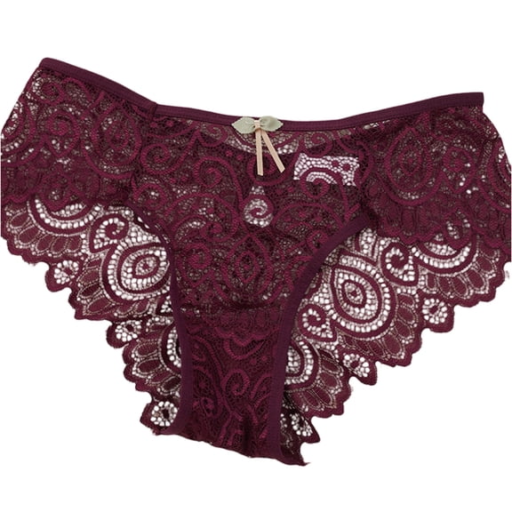 Dresfit Women's Lace Underwear 2026, Thin & Hip Lifting Mid Waist Briefs Dark Purple M