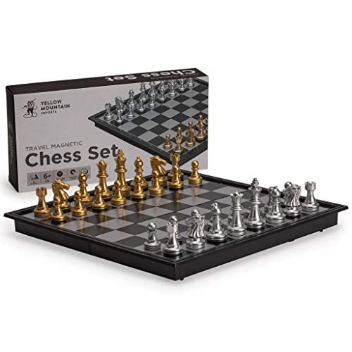 Yellow Mountain Imports Travel Magnetic Chess Set (9.7 Inches) - Folding,  Portable, and Educational Board Game