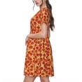 thumbnail image 4 of Ratiio Pizza Print Women's Short Sleeve Dress - Casual A-Line Dress with Side Pockets, Elastic Waist, Comfortable and Breathable Summer Dress, 4 of 8