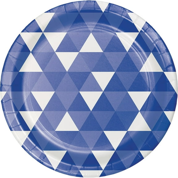 Club Pack of 96 Cobalt Blue and White Fractal Designed Dinner Plate 8.8"