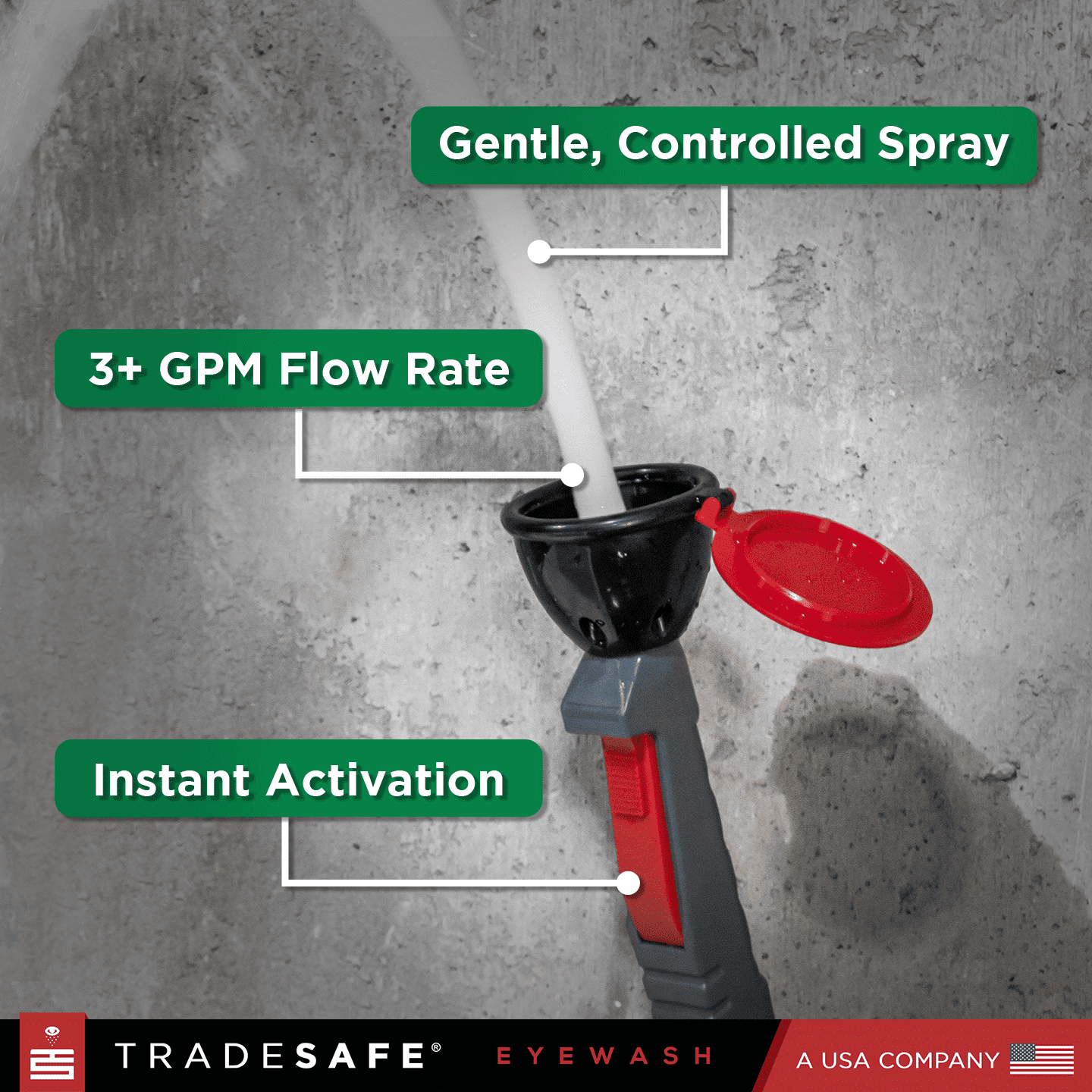 TRADESAFE Drench Hose Eye Wash Station, Emergency Eye Wash Station OSHA Approved, Single Spray Head