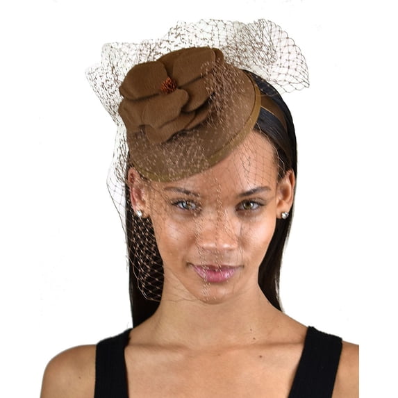 C.C Women's Elegant Cocktail Fashion Mesh Sinamay Fascinator Headband, 28001 Pecan