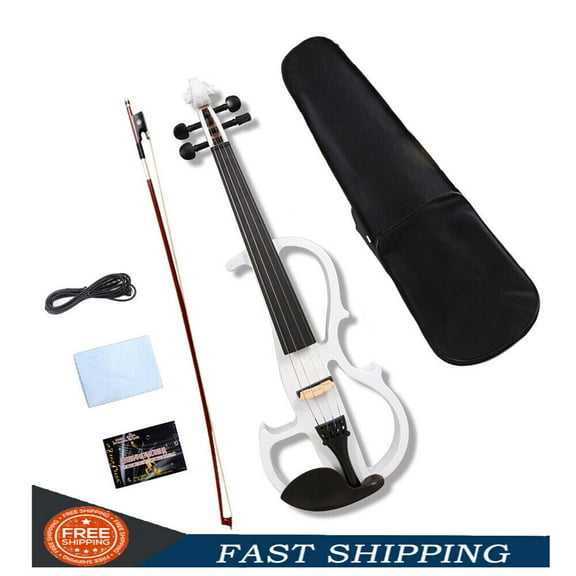 Electric Viola Handmade Solid Wood White Color Viola with Carrying Case Bow