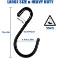 thumbnail image 2 of S-Hooks 12-Pack 15 cm Max Load 30 kg Black Stainless Steel Hooks for Kitchen Bathroom Bedroom Office, 2 of 5