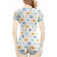 thumbnail image 3 of CutiePlusU Cotton Button Crotch Adult Onesie Romper Bodysuit Pajamas- Cutie Little Bear Print Grey XS, 3 of 5