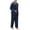 Z1-Navy, variant on Men's Soft Cotton Knit Jersey Pajamas Lounge Set, Long Sleeve Button Shirt and Long Pants with Pockets
