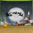 thumbnail image 4 of Trineo volador de Navidad Estrellas coloridas Tela de poliéster cubierto de nieve Tapiz de pared para dormitorio Sala de estar 153 x 130 cm JAMW Sencillez, 4 of 5