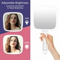 thumbnail image 3 of Lighted Handheld Mirror with 3 Light Color and Dimmable, 6.2'' X 5.9'' Makeup Mirror, Wide Viewing Angle, Lightweight & Durable, 4 AAA Battery, Versatile & Hangable for Makeup Application (White), 3 of 15