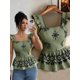 thumbnail image 3 of Blusa Mujer Con Lazo Espalda Y Estampado Negro En Verde Militar, 3 of 30