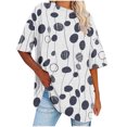 thumbnail image 1 of Fiudx Ofertas Del Día Camiseta Informal con Estampado de Letras para Mujer, Top de Manga Corta con Cuello Redondo y Hombros Caídos, 1 of 3