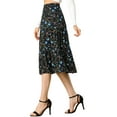thumbnail image 4 of Allegra K Women's A-Line Floral Print Casual Midi Skirts, 4 of 6