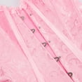 thumbnail image 6 of Corset Tops for Women, Pink Corset Satin Floral Boned Overbust Body Shaper Bustier Waist Push Up Shapewear Lingerie (3XL), 6 of 9