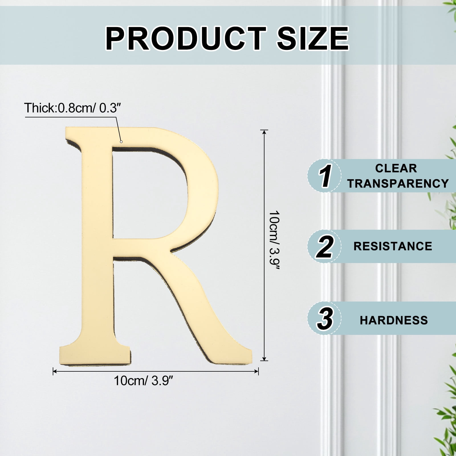 Unique Bargains 3D Alphabet Mirror Wall Stickers 3.94" x 3.94" x 0.31" Letter R