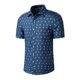 thumbnail image 1 of Camisa Estampada Floral Botones Abajo Manga Corta Para Hombre Azul Vaquero 52 Unique Bargains Camisa, 1 of 7
