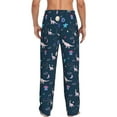 thumbnail image 3 of Uemuo Space Dinosaur Pattern Men's Wide Leg Palazzo Lounge Pants with Pockets Light Weight Loose Comfy Casual Pajama Pants-Large, 3 of 9