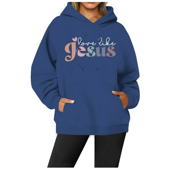 SIYUDAN Womens Hoodies Jesus Hoodies Graphic Letter Print Sweatshirt Oversized Pullover Hoodies Trendy Fall Outfits For Women Trendy Womens Clothes