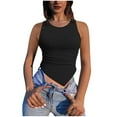 thumbnail image 2 of Wiyuqeen Women's Asymmetrical Hem Slim Fit Crop Tank Tops Casual Sleeveless Round Collar T-shirts Basic Solid Tight Vests, 2 of 5