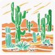 thumbnail image 1 of Plantilla de cactus del desierto, 30x30 cm, patrón de paisaje desértico, ideal para scrapbooking, tela, muebles, decoración de paredes y suelos., 1 of 9