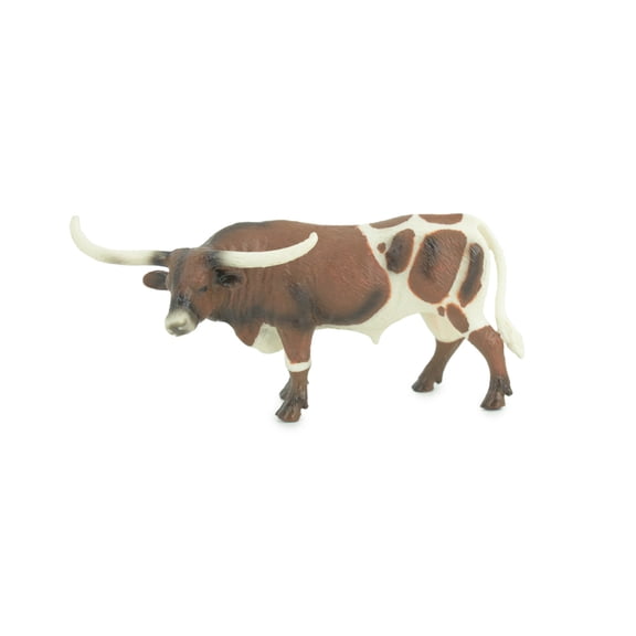 Texas Longhorn Bull, Museum Quality, Educational, Hand Painted, Rubber Animal, Realistic, Diorama, Toy, Kids, Gift, 6 Inches. CH783 BB185