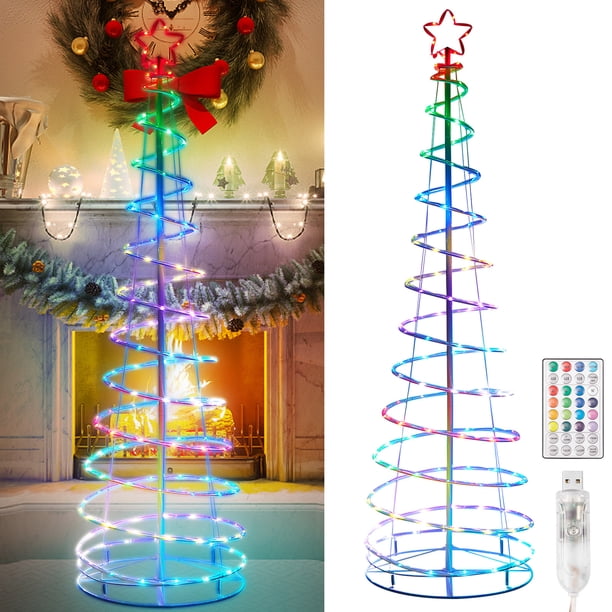 Rosnek LED Spiral Christmas Tree Light, Battery Powered 8 Function