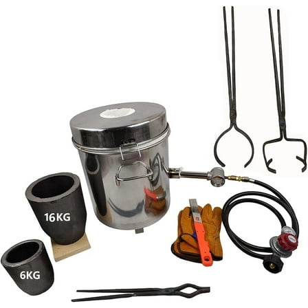16kg Gas Metal Melting Furnace with Pouring and Lifting Crucible Tongs, Foundry Furnace with Casting Tools for Melting Metals Copper Brass Aluminum
