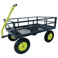 thumbnail image 1 of Yard Tuff Jumbo Wagon Steel Mesh Deck Utility Outdoor Yard Cart, 34 x 52 Inch, 1 of 12