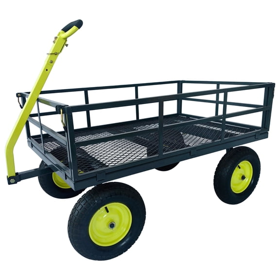 Yard Tuff Jumbo Wagon Steel Mesh Deck Utility Yard Cart, 34 x 52 Inch
