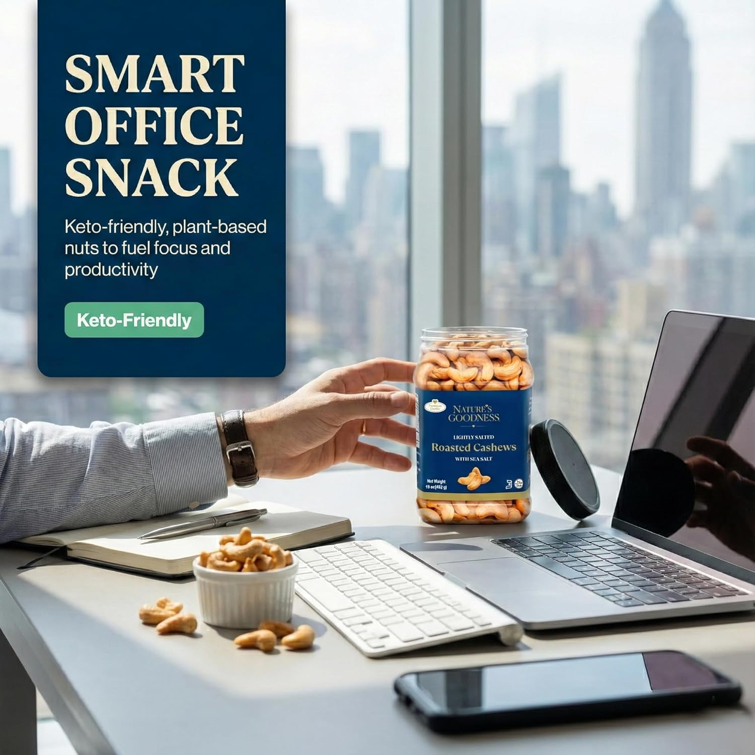 Cashews Lightly Salted, Roasted Nuts - 30 oz - Healthy Snack with Crunchy Rich Flavor & High Protein - Family Size