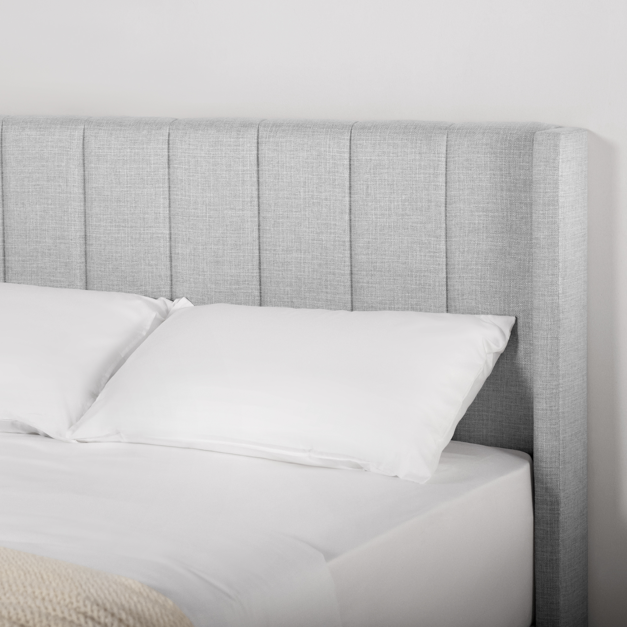 Spruce & Spring Upholstered Platform Bed Frame with Wingback Headboard Queen
