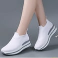 thumbnail image 5 of hopeusnice Women's Knitted Slip On Sneakers Breathable Comfortable Platform Shoes Lightweight Sock Sneakers for Walking Running Daily Wear White 40, 5 of 5