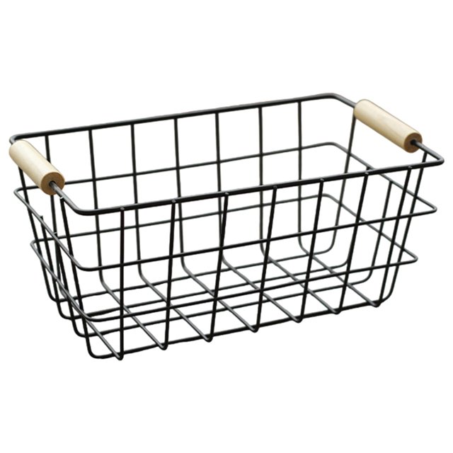 Cesta de almacenamiento de hierro, regalo de inauguración de la casa, cesta de recolección fácil de llevar para la guardería Negro S