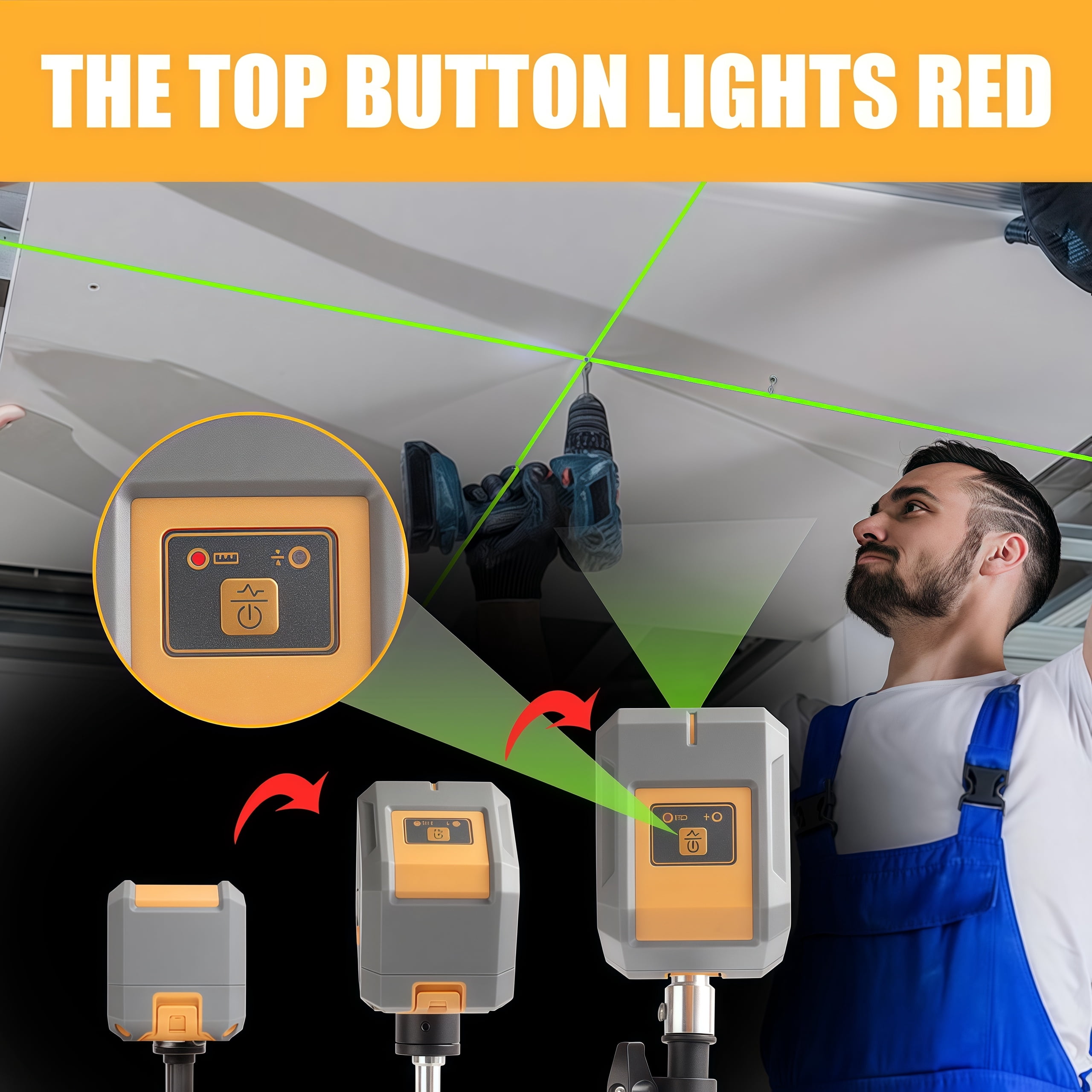 Laser Level, 100ft/30m, IP54 Waterproof, with Self-leveling and Manual Mode, Brightness Adjustment, Including Magnetic Bracket, Target Plate, 2 AA Batteries and Oxford Bag